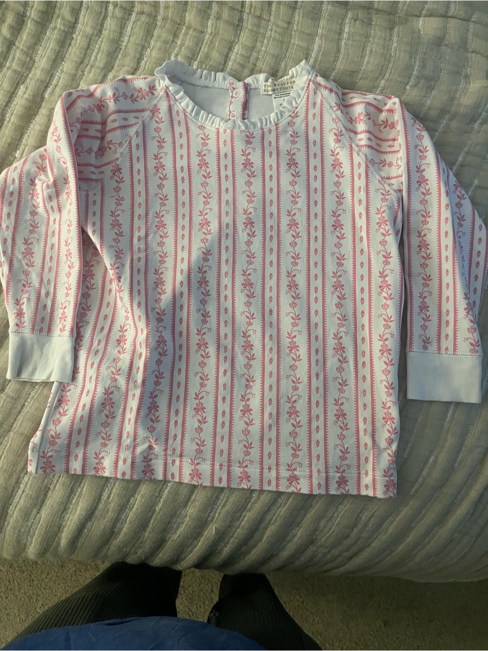 TBBC Girls' Pink Floral Stripe Long Sleeve